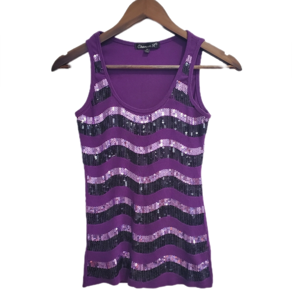Purple Sequins Tank Top
